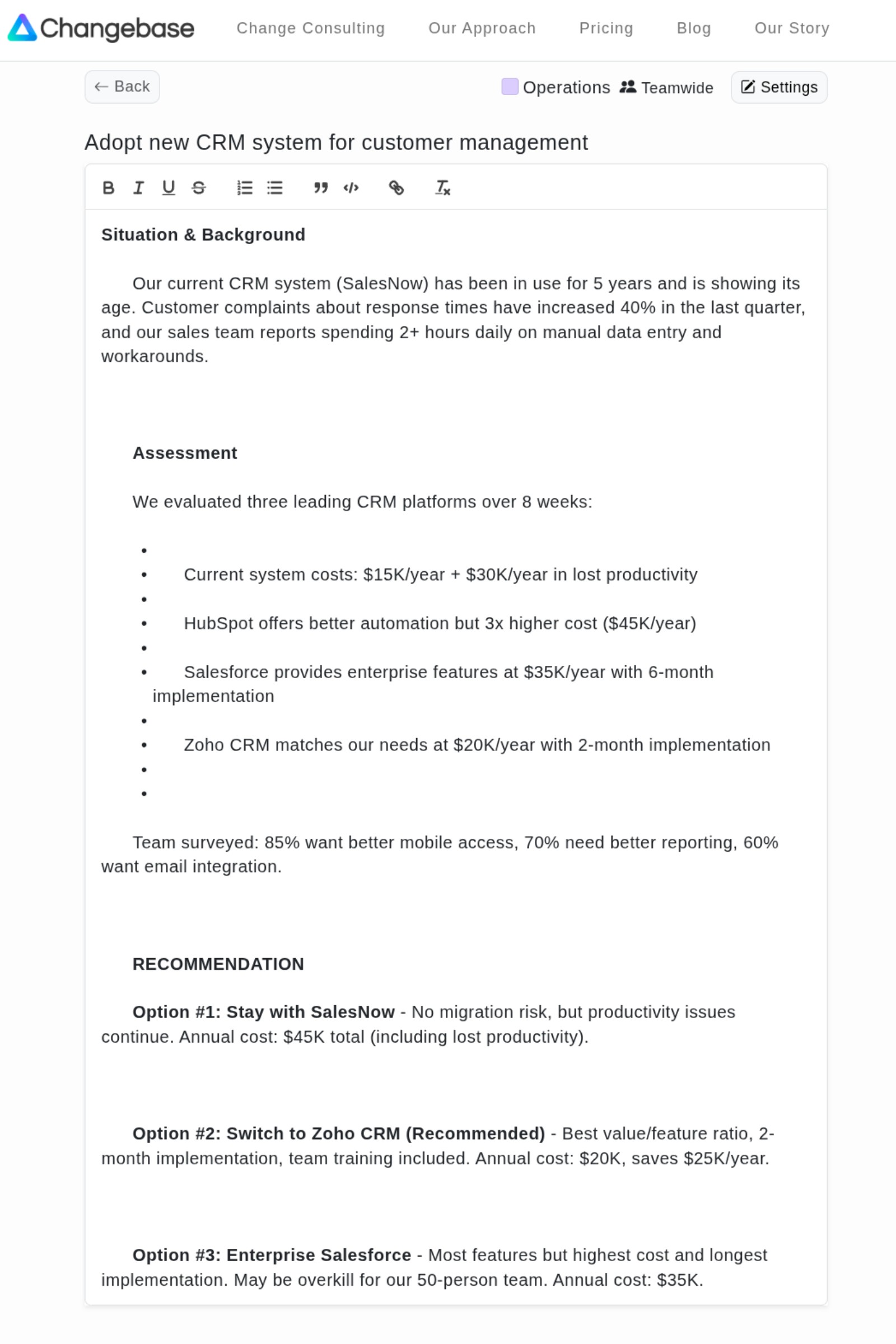 Change document editor screenshot